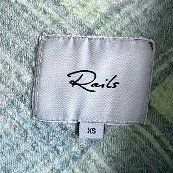 Rails Brady Long Sleeve Button Up Plaid Shirt in Sage Green Yellow Lemon Size XS - Picture 6 of 10